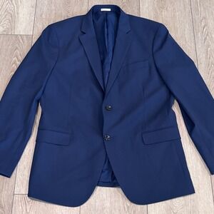 Nordstrom Rack‎ Blazer Mens 44R Navy Blue Trim Fit Stretch Two Button Sport Coat